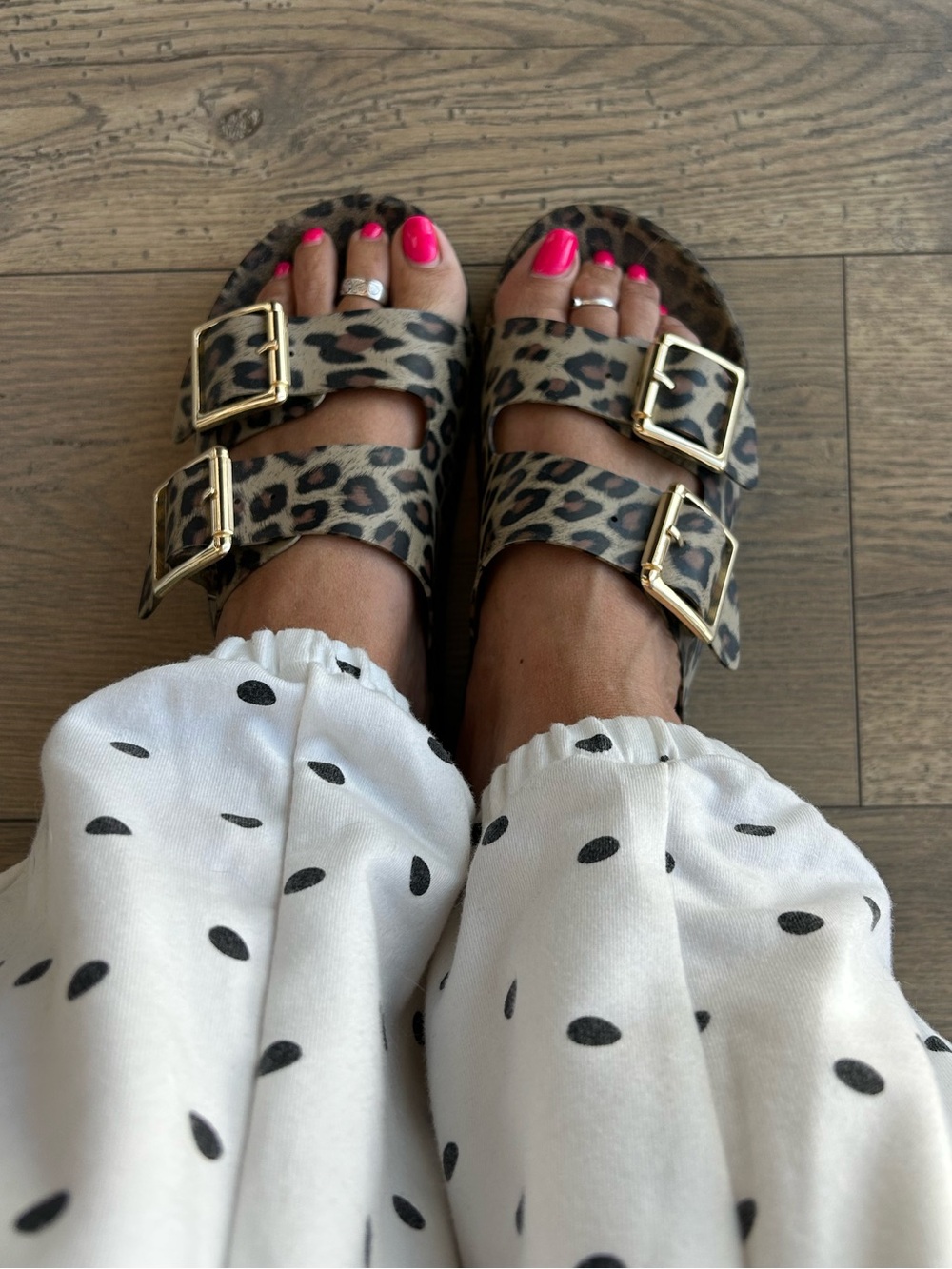 Steve Madden Leopard Print Double Buckle Slide Sandals - Picture 5 of 7
